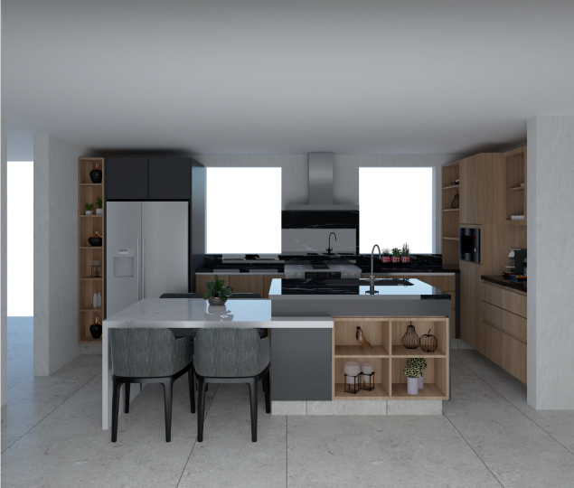 Cocina integral con cubierta de mármol Calacatta — Ciudad de México